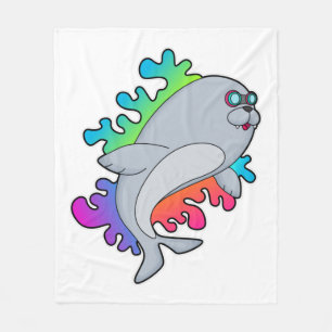 Seal with Glasses Fleece Blanket