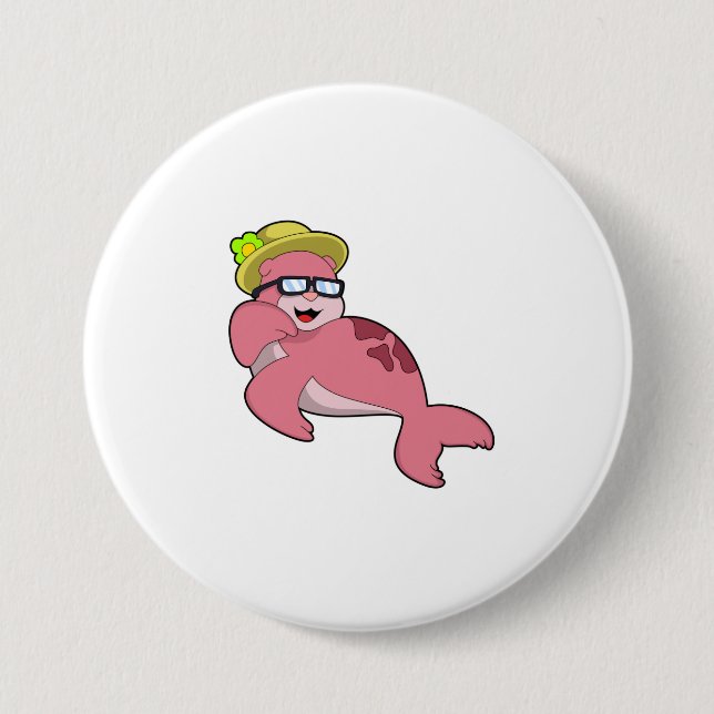 Seal with Glasses.PNG 7.5 Cm Round Badge (Front)