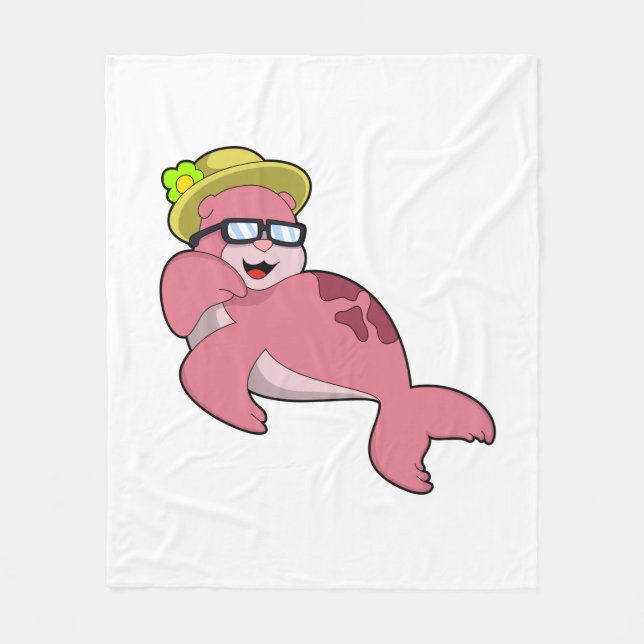 Seal with Glasses.PNG Fleece Blanket (Front)