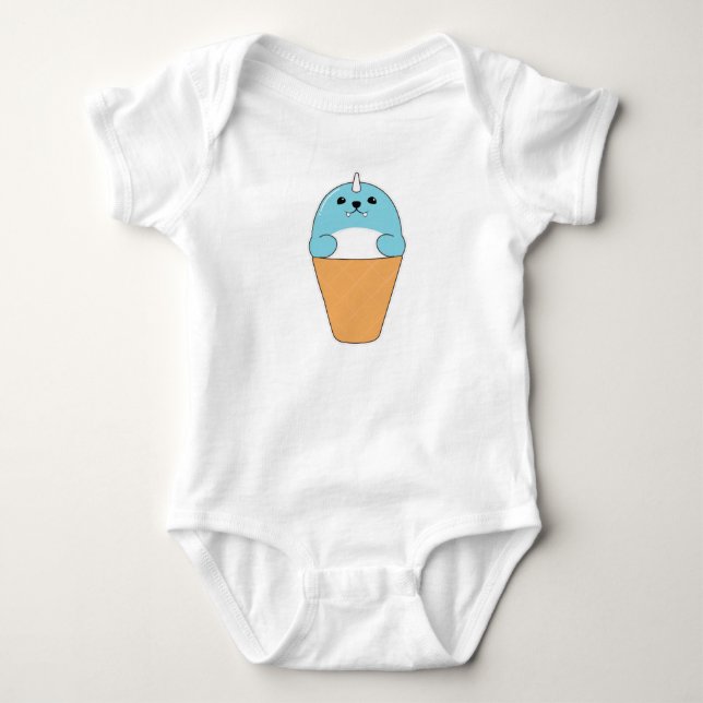 Seal with Ice cream cone Baby Bodysuit (Front)