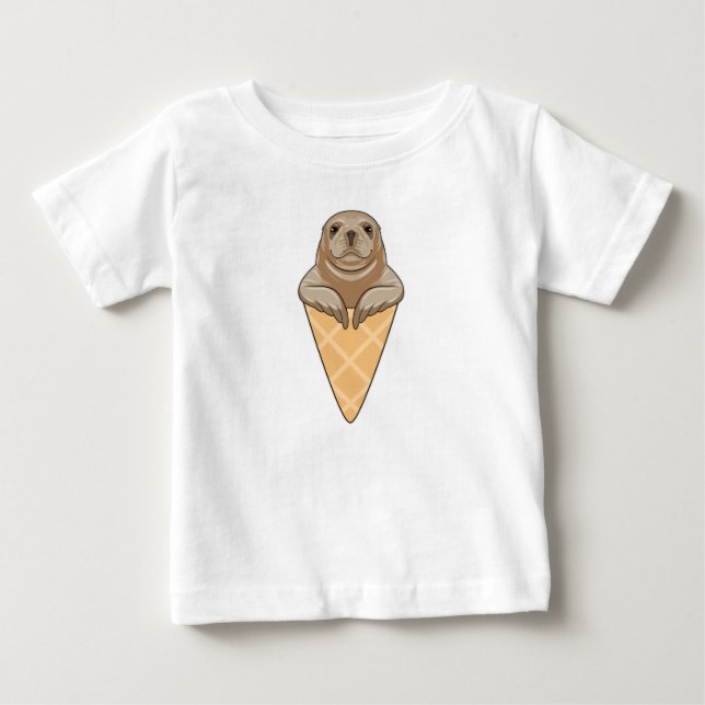 Seal with Ice cream cone Baby T-Shirt (Front)