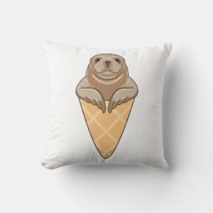 Seal with Ice cream cone Cushion