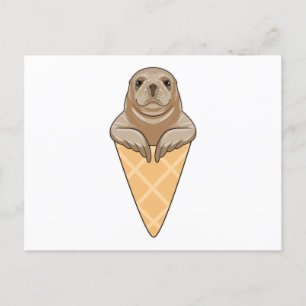Seal with Ice cream cone Postcard