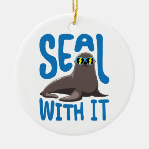 Seal With It Cool Seal with Sunglasses Ceramic Tree Decoration