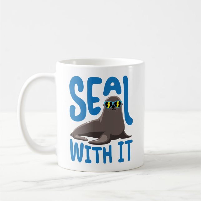 Seal With It Cool Seal with Sunglasses Coffee Mug (Left)