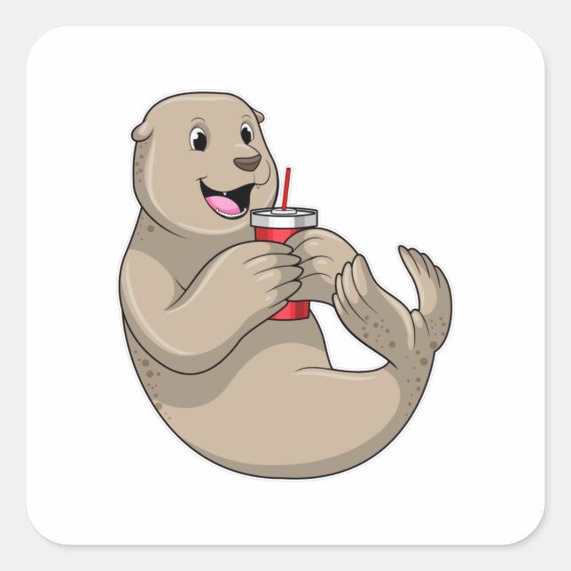 Seal with Mug with Straw (Front)