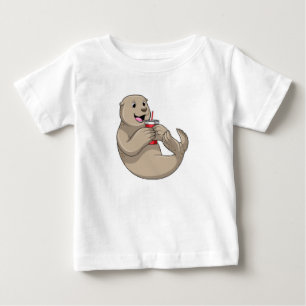 Seal with Mug with Straw Baby T-Shirt