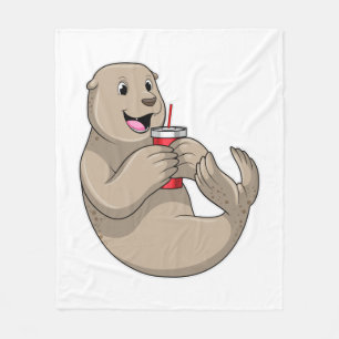 Seal with Mug with Straw Fleece Blanket