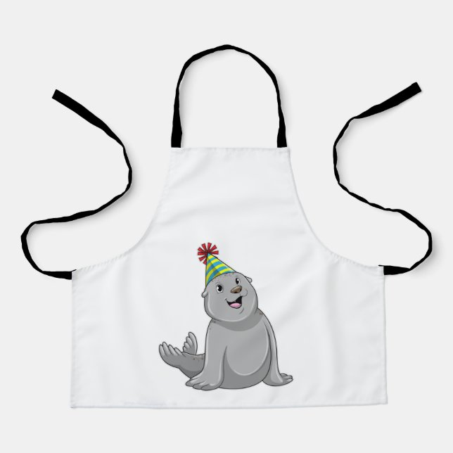 Seal with Party hat Party Apron (Front)