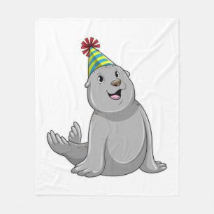 Seal with Party hat Party Fleece Blanket
