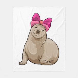 Seal with Ribbon Fleece Blanket