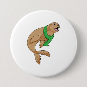 Seal with Scarf 7.5 Cm Round Badge