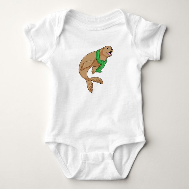 Seal with Scarf Baby Bodysuit (Front)