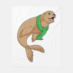 Seal with Scarf Fleece Blanket