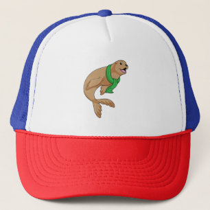Seal with Scarf Trucker Hat