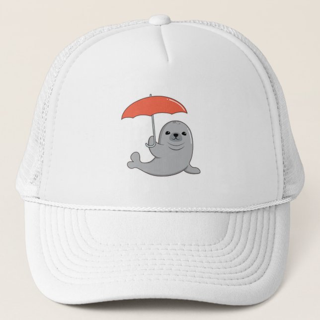 Seal with Umbrella Trucker Hat (Front)