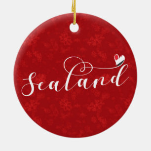 Sealand Flag In Heart, Principality of Sealand Ceramic Tree Decoration