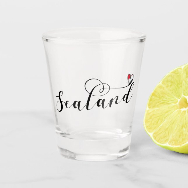 Sealand Flag In Heart, Principality of Sealand Shot Glass (Front)