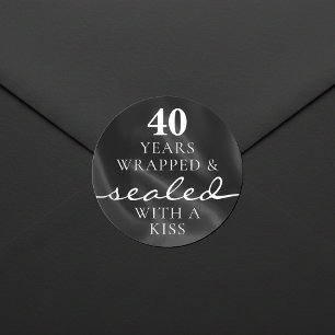 Sealed with a Kiss Black 40th Birthday Anniversary Classic Round Sticker