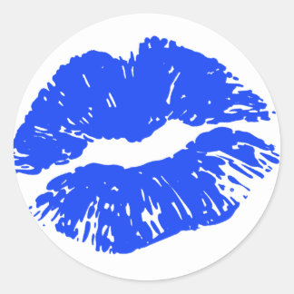 Sealed With A Kiss Blue Lip Print Kiss Sticker