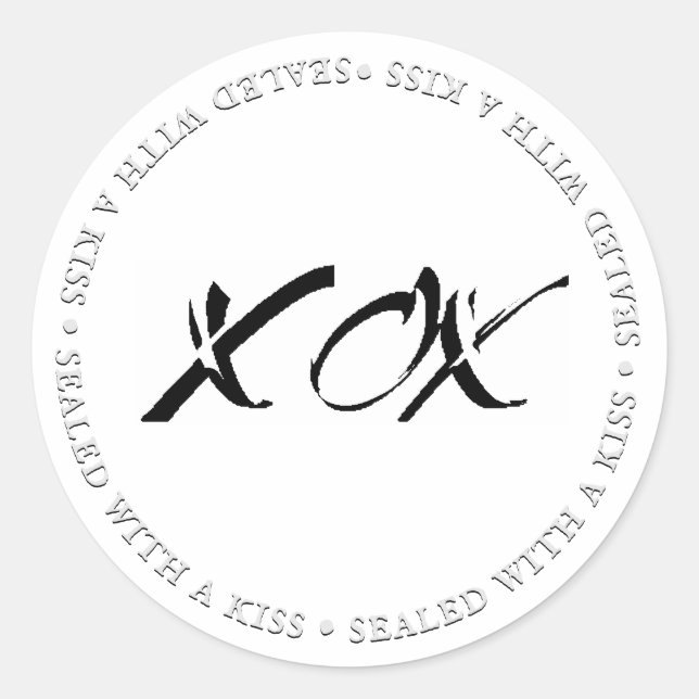 Sealed With A Kiss Faux Embossed Hearts and Hug Classic Round Sticker (Front)