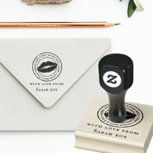 Sealed with a Kiss Lip Print Custom Rubber Stamp