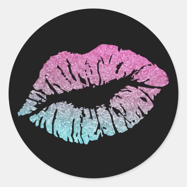 Sealed with a Kiss  Lip Print Round Stickers (Front)