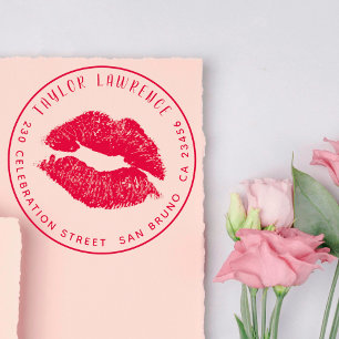 Sealed With A Kiss Lips Name & Return Address Name Self-inking Stamp
