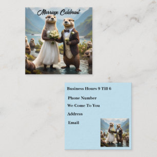 **"Sealed with a Kiss: Otterly in Love"** Square Business Card