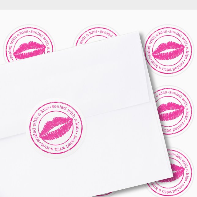 Sealed with a Kiss Pink Lips Envelope Seal (Sealed with a kiss stickers just for you)