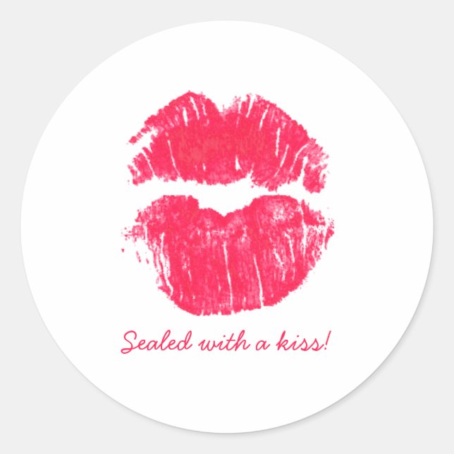 Sealed With A Kiss Red Lipstick Valentine's Day Classic Round Sticker (Front)
