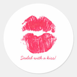 Sealed With A Kiss Red Lipstick Valentine's Day Classic Round Sticker