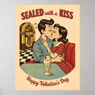 Sealed with a Kiss Retro 50s Jukebox Poster