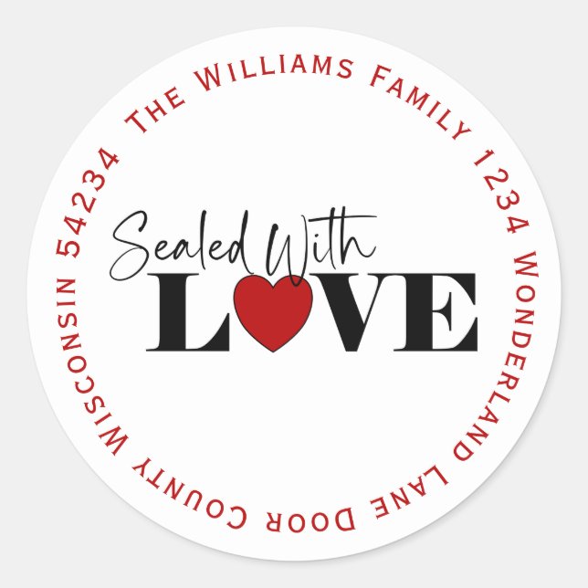 Sealed With Love Circle Return Address Label  (Front)