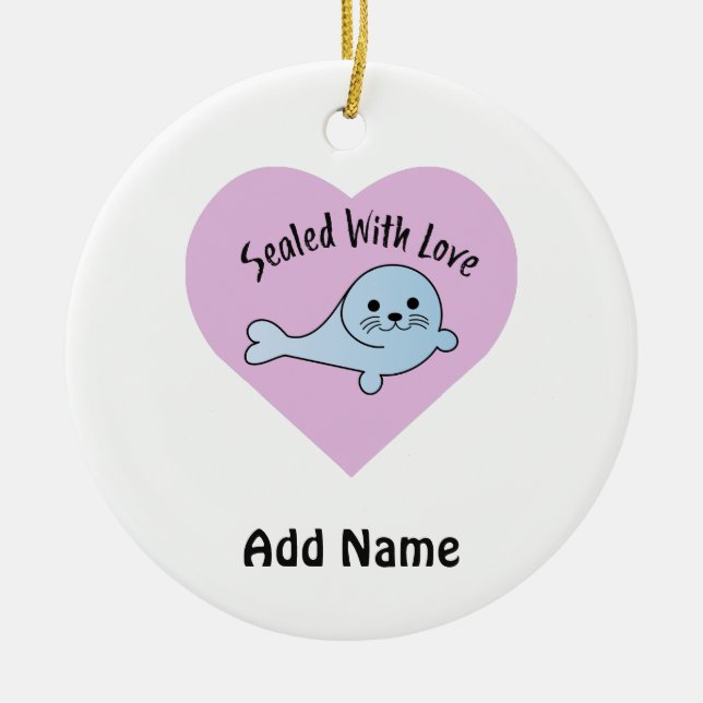 Sealed with Love Seal Ceramic Tree Decoration (Front)