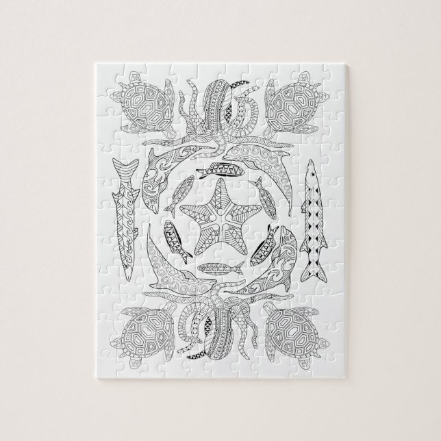 Sealife Adult Colouring Puzzle (Vertical)