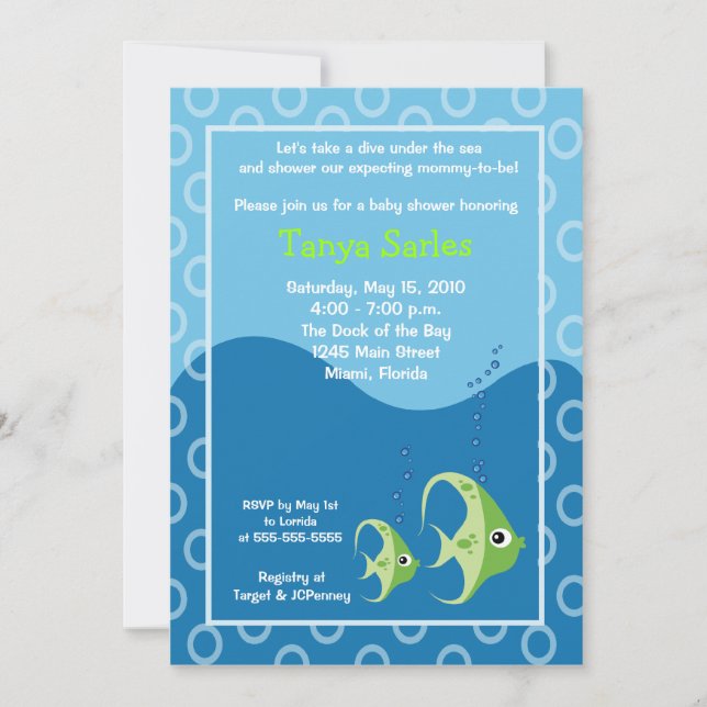Sealife Fish Ocean 5x7 Baby Shower Invitation (Front)