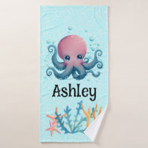 Sealife octopus personalised towel