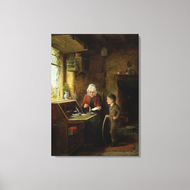 Sealing a Letter, 1890 (oil on panel) Canvas Print (Front)