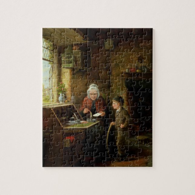 Sealing a Letter, 1890 (oil on panel) Jigsaw Puzzle (Vertical)