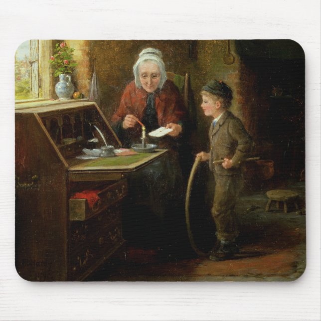Sealing a Letter, 1890 (oil on panel) Mouse Mat (Front)