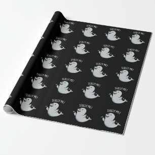 Seally Me Funny Seal Pun Dark BG Wrapping Paper