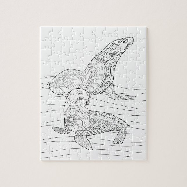 Seals Adult Colouring Puzzle (Vertical)