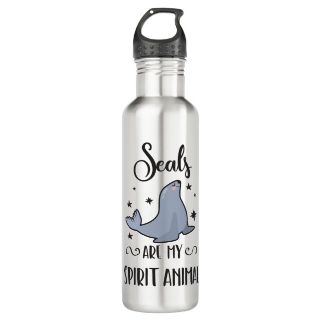 Seals Are My Spirit Animal Cute Seal Lover 710 Ml Water Bottle (Front)