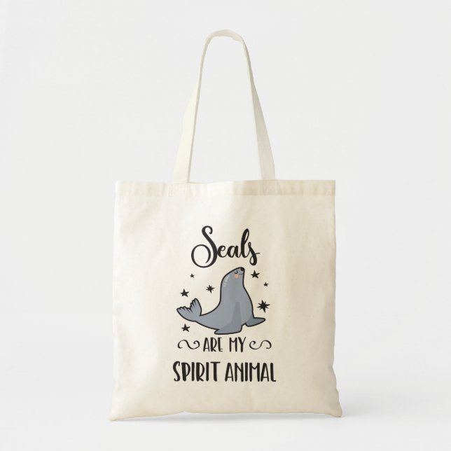 Seals Are My Spirit Animal Cute Seal Lover Tote Bag (Front)