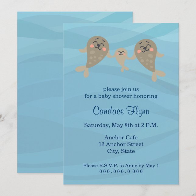Seals Baby Shower Invitation (Front/Back)