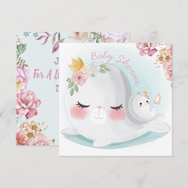 Seals Baby Shower Invitation (Front/Back)
