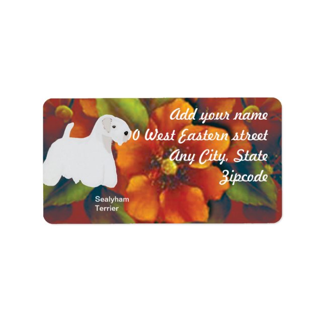 Sealyham Terrier - Autumn Floral Design Label (Front)