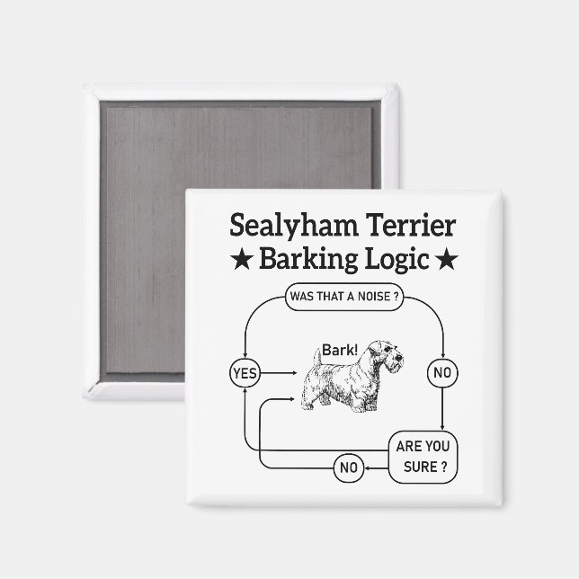 Sealyham Terrier Barking Logic Funny Dog Sarcastic Magnet (Front/Back)