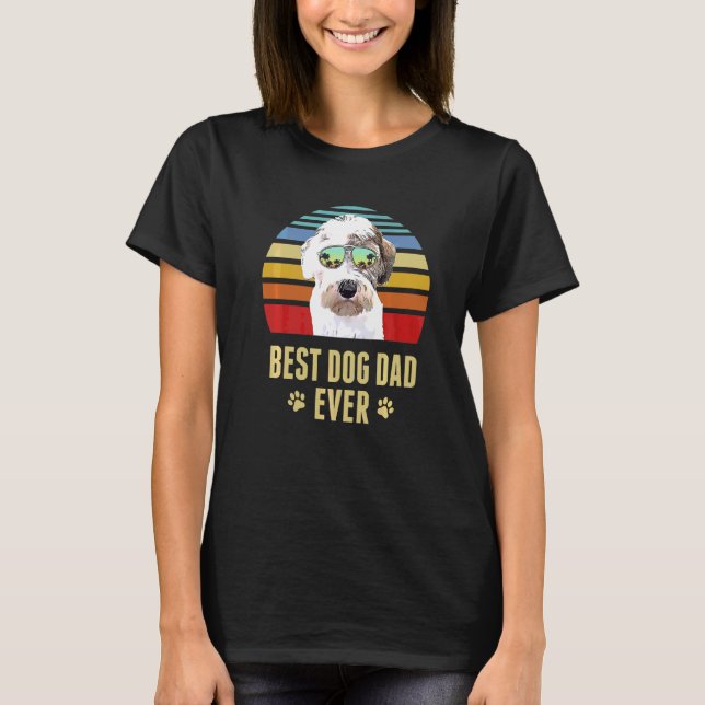 Sealyham Terrier Best Dog Dad Ever Retro Sunset T-Shirt (Front)